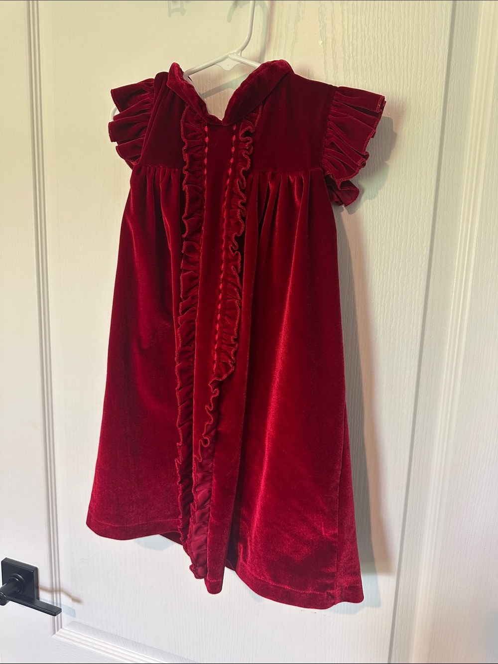 Lil Cactus Red Velvet Collared Dress for Girls